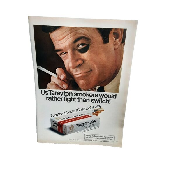 1973 Tareyton Cigarettes Print Ad Rather Fight Than Switch Vintage Tobacco - Picture 1 of 1